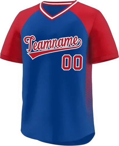 Vista 14 de Camiseta de béisbol personalizada con cuello en V para hombres, mujeres y jóvenes, camisetas de béisbol personalizadas con costuras o estampadas