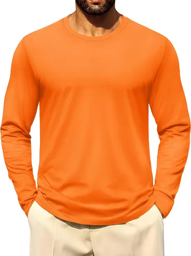 Vista 13 de Cotrasen - Camisetas básicas de manga larga para hombre, de algodón, con cuello redondo, transpirables, suaves y casuales
