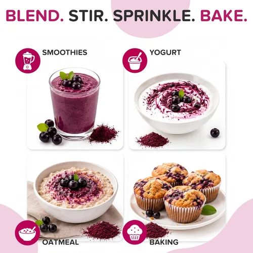 Vista 8 de Polvo de bayas de Aronia natural, superalimento de chokeberry negro, alto en antocianinas y polifenoles, apoya el sistema inmunológico