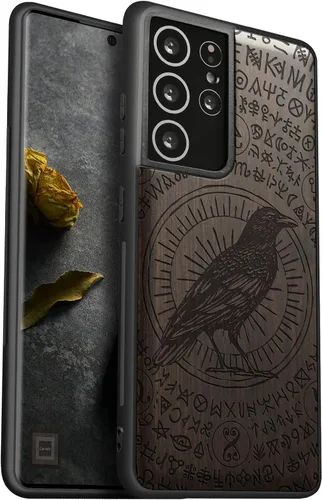 Vista 13 de Carveit Funda de madera para Galaxy S21 Ultra [madera natural y TPU suave] a prueba de golpes, híbrida, funda de madera única compatible con Samsung