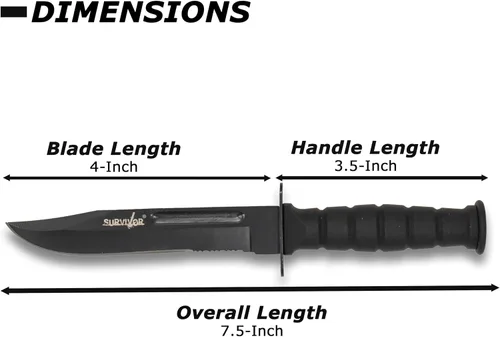 Vista 7 de Survivor HK-1023DP Cuchillo de hoja fija de 7.5 pulgadas en total, negro