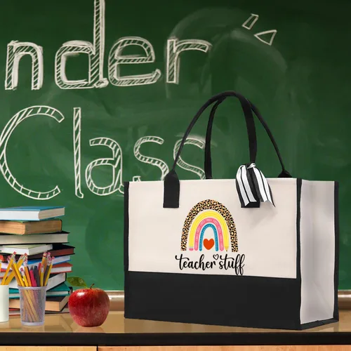 Vista 6 de VANESSA ROSELLA Bolsa de lona de algodón para profesores, regalo para profesores, bolsa floral