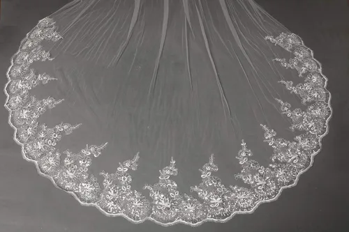Vista 3 de EllieHouse 2 Tier Cathedral Length Sequin Lace Wedding Bridal Veil L63