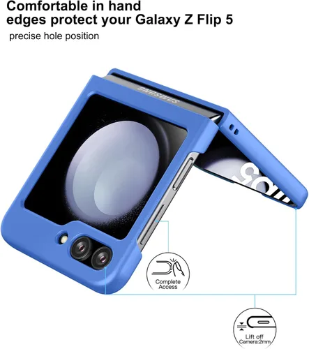 Vista 2 de Foluu Funda delgada para Samsung Galaxy Z Flip 5, con protector de pantalla frontal integrado, funda protectora de policarbonato mate ultradelgada
