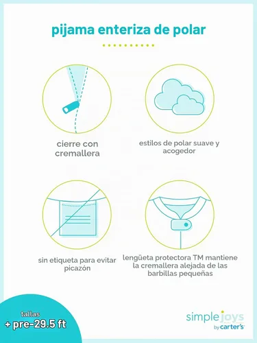 Vista 5 de Simple Joys de Carter's - Paquete de 2 pijamas de algodón y forro polar con pies para bebé niña, para dormir y jugar Zorro azul/melocotón animal