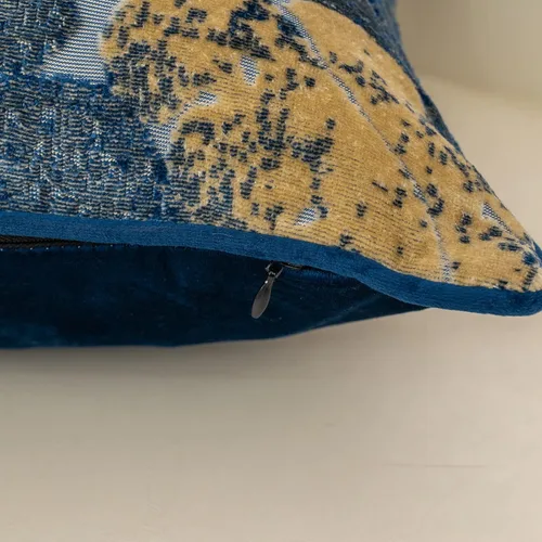 Vista 4 de Yangest Funda de Almohada Rectangular de Hoja Azul de Terciopelo Cortado, Funda de Cojín de Lujo Moderna para Sofá, Sala de Estar, Dormitorio, 12x20