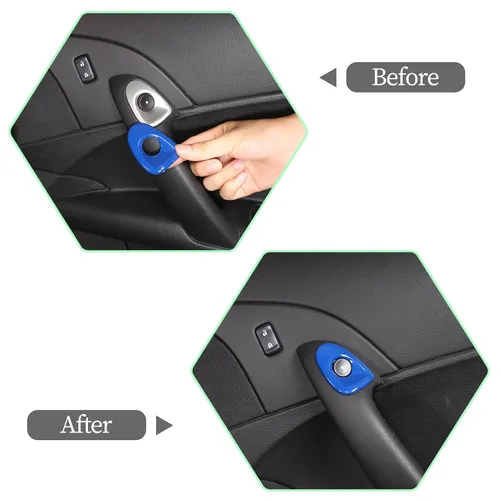 Vista 3 de PIUGILH Interruptor de bloqueo de puerta de coche decoración de botón, ABS accesorios interiores marco cubierta kit de ajuste para Corvette C6 2005