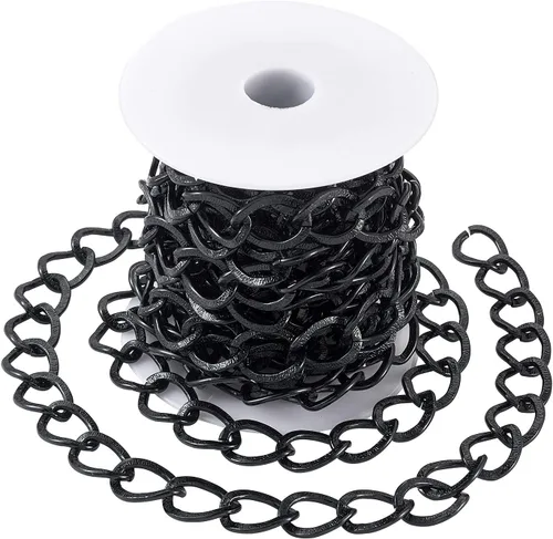 Vista 33 de FASHEWELRY Cadena de eslabones de aluminio de 16.4 pies sin soldar, rollo de cadenas de eslabones dorados con carrete para hacer collares, joyas