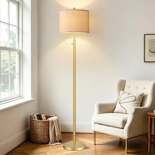 Vista 6 de Nintiue 【Actualizado】 Lámpara de pie regulable para sala de estar, bombilla LED de 11W incluida, lámpara de pie moderna, lámpara de pie alta