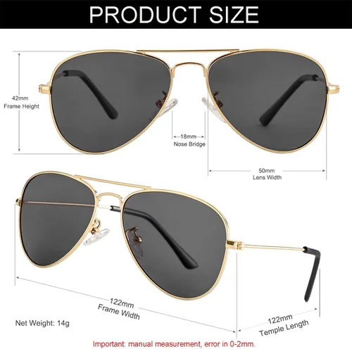 Vista 3 de Gafas de sol polarizadas de aviador para niñas y niños A1 dorado/gris