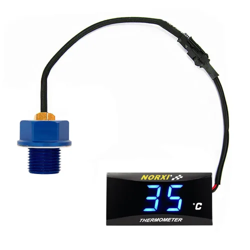 Vista 11 de Medidor de temperatura de aceite de motocicleta Medidor digital de temperatura de aceite termómetro electrónico con adaptador de sensor de Azul