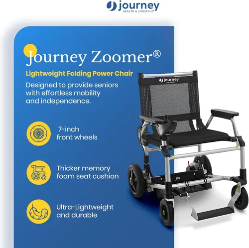 Vista 3 de Journey Zoomer - Silla eléctrica eléctrica - Silla de ruedas ligera plegable con pilas para adultos y personas mayores, capacidad de peso de 300