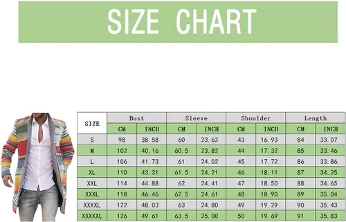 Vista 6 de Gabardina para hombre, chaqueta de invierno para hombre, abrigo largo de talla grande para hombre, cárdigan con estampado lindo rompevientos