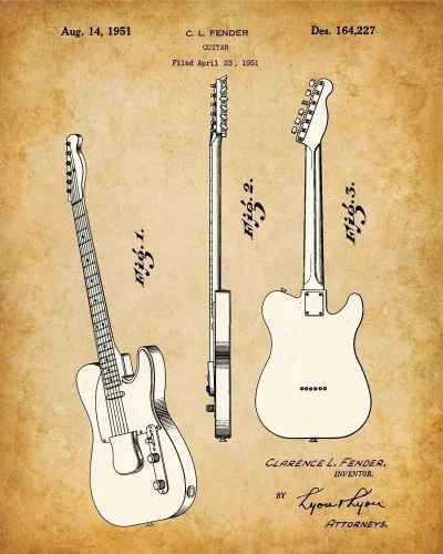 Vista 5 de Juego de cuatro fotos (8 x 10) para decoración de pared, cuadros de guitarra Fender de 8 x 10 pulgadas, imágenes de pared de guitarra, gran póster