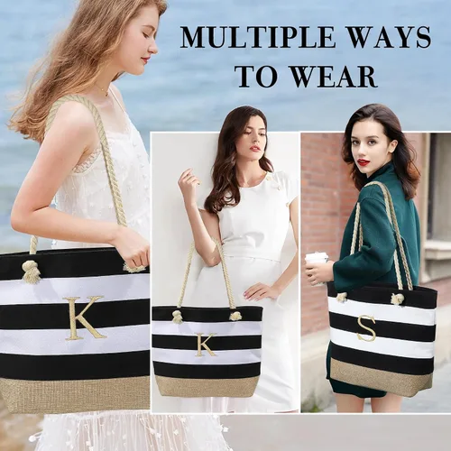 Vista 2 de YOOLIFE Bolsas de playa para mujer, bolsa de lona de viaje, bolsa impermeable para piscina, artículos esenciales de viaje, regalos para mujeres