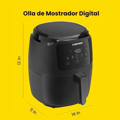 Vista 7 de Chefman - Freidora de aire digital, tamaño familiar grande 5 cuartos - Control digital de un toque, preajustes para papas, pollo, carne, piezas