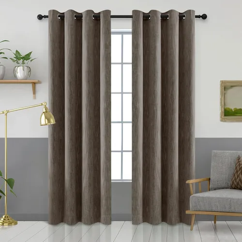 Vista 22 de Melodieux Elegantes cortinas opacas de algodón para oscurecer la habitación, para sala de estar, dormitorio, con aislamiento térmico, paneles