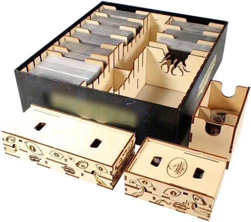 Vista 10 de The Broken Token Arkham Horror - Organizador de juegos compatible con 3ª edición, caja de almacenamiento de madera de abedul con bandejas