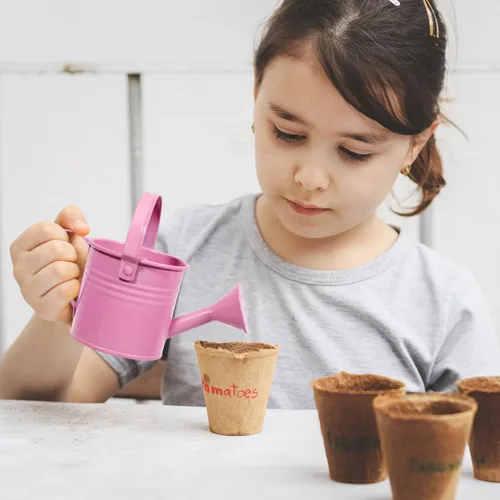 Vista 2 de Paquete de 5 regaderas pequeñas de metal para niños, mini maceta de agua para plantas para jardinería en interiores y exteriores, bonitos juguetes