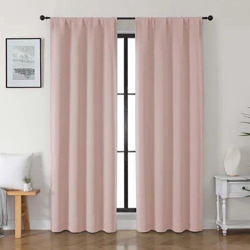 Vista 32 de Gwine Cortinas opacas para dormitorio, 54 pulgadas de largo, paneles de cortina de ventana con aislamiento térmico y reducción de ruido, cortinas