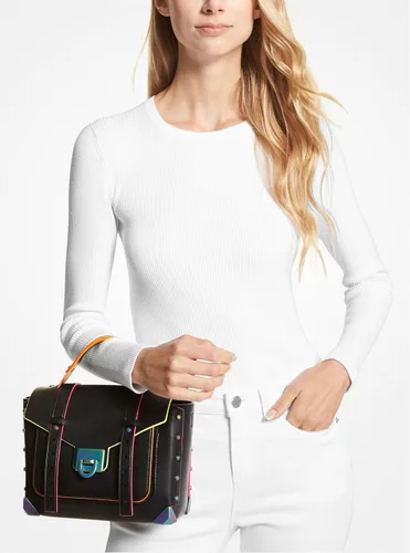 Vista 3 de Michael Kors Manhattan Bolso de cuero con ribete de contraste mediano