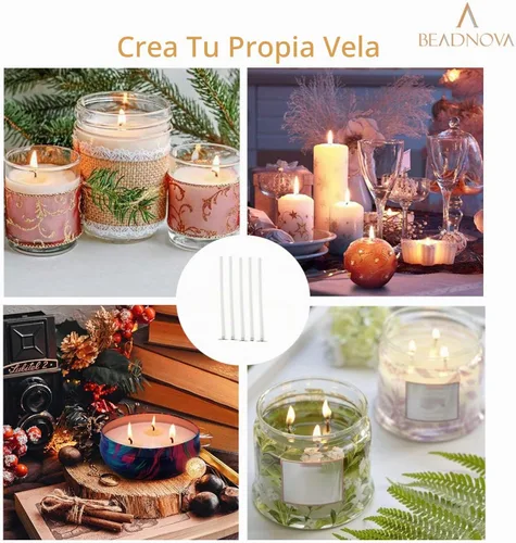 Vista 4 de BEADNOVA Mechas de algodón para velas de 4 pulgadas, 150 piezas, mechas cortas para hacer velas para hacer bricolaje