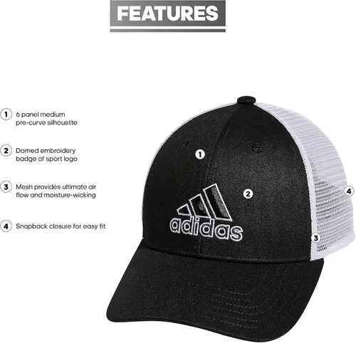 Vista 2 de adidas Mens Mesh Back Structured Low Crown Snapback Adjustable Fit Cap