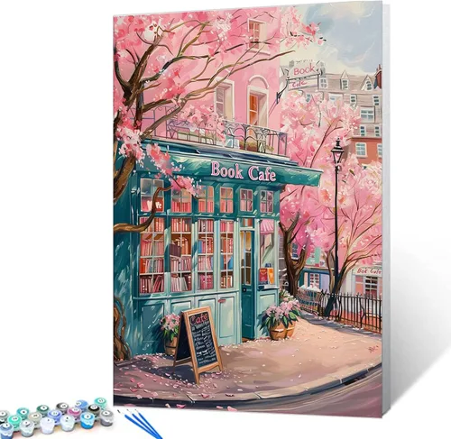 Vista 35 de Aihonmin Estantería 6 Pack Pintar por Números para Adultos Libros Pintura DIY sobre Lienzo con Pinceles Pigmento Manualidades DIY Pintura Acrílica