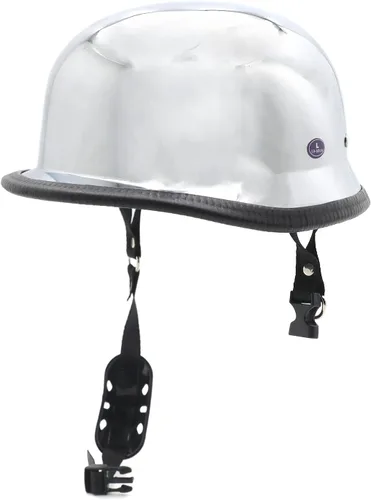 Vista 7 de (Talla L) Casco plateado DOT motocicleta alemán de media cara Biker Street Chopper Cruise [P/N: MT506-003-L-CD] Talla grande