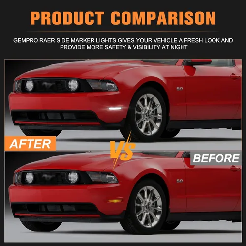 Vista 2 de Gempro Luces LED delanteras laterales para Ford Mustang 2010-2014 blanco parachoques marcador luces de estacionamiento lente ahumada, 2 unids