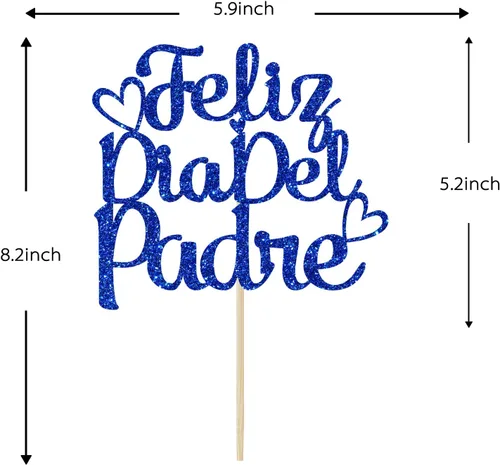 Vista 3 de Feliz Día del Padre - Decoración para tartas, decoración para tartas del día del padre, decoración de fiesta del día del padre, purpurina azul