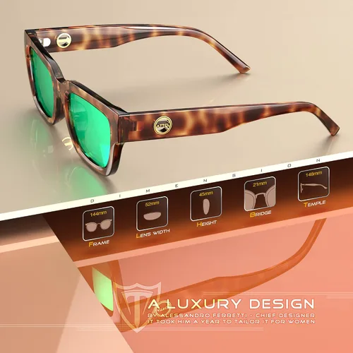 Vista 3 de ATTCL Gafas de sol polarizadas para mujeres y hombres, a la moda, gafas de sol rectangulares de círculo dorado