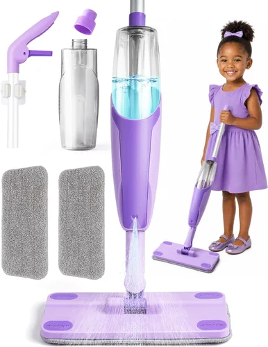 Vista 10 de Juego de juguetes de limpieza para niños, mini trapeador de aerosol rosa, juguetes Montessori, herramienta de limpieza para niños pequeños