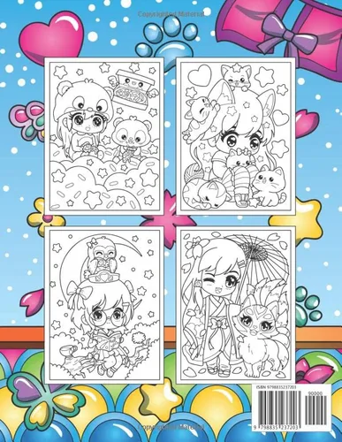 Vista 2 de Cute Chibi Girls and Animals Kawaii Coloring Book