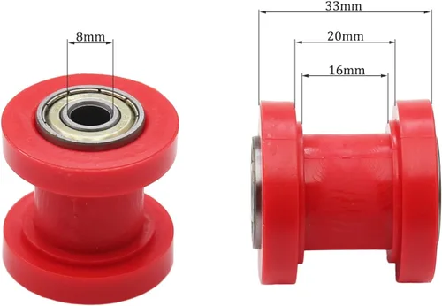 Vista 2 de Polea guía tensor de rodillo de cadena para Dirt Pit Mini Bike Motocicleta ATV Off Road (0.315 in, rojo)
