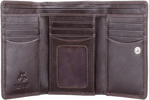 Vista 2 de Visconti Heritage -32 - Cartera de cuero suave para mujer, Marrón, Billetera triple