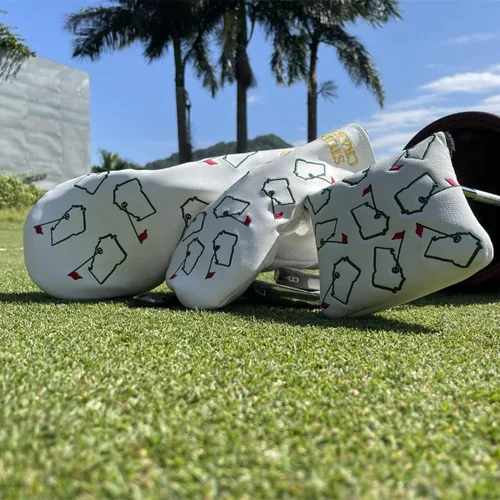 Vista 6 de Fundas para cabeza de golf - Augusta Georgia Driver Fairway Woods Hybrid Headcover Blanco