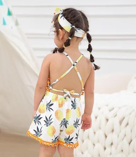 Vista 14 de UNICOMIDEA 6M-3T Traje sin espalda para bebé niña traje mameluco con diadema