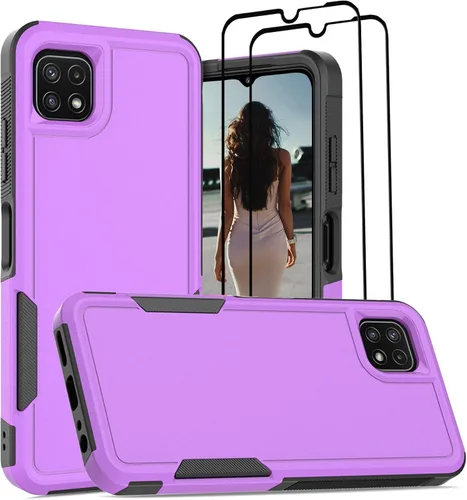 Vista 279 de Jeylly Compatible con Samsung Galaxy A22 5G Funda, Funda Samsung A22 5G con 2pcs protectores de pantalla de vidrio templado