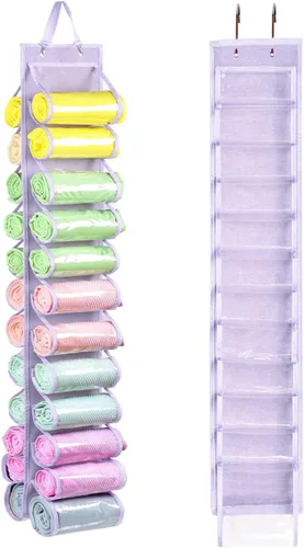 Vista 10 de Bolsa de almacenamiento para leggings con colgador, puede contener 24 leggings o camisas, compartimento para jeans, colgador de almacenamiento
