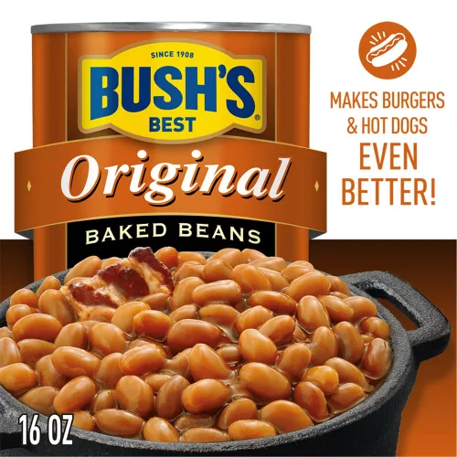 Vista 8 de BUSH'S BEST Frijoles horneados originales enlatados de 16 onzas, fuente de proteína y fibra a base de plantas, bajos en grasa, sin gluten