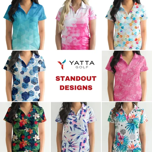 Vista 3 de YATTA Golf Polo de golf prémium para mujer, secado rápido, resistente a las arrugas y absorbe la humedad, trajes de golf para mujer