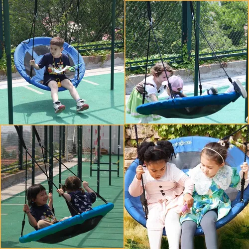 Vista 9 de Columpio de platillo – Asiento de columpio de árbol de 40 pulgadas con tela Oxford impermeable 900D para niños y adultos Capacidad de peso de 700