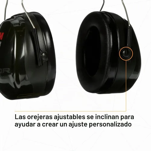 Vista 4 de 3M PELTOR Orejeras de protección auditiva Optime 101, sobre la cabeza, H7A 25 dB NRR, auriculares ajustables, compatibles con E-A-Rfit, acero