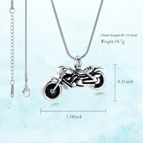 Vista 14 de Imrsanl Joyería de cremación para cenizas, motocicleta, automóvil pequeño, collar de urna de tractor para cenizas para hombres, recuerdo