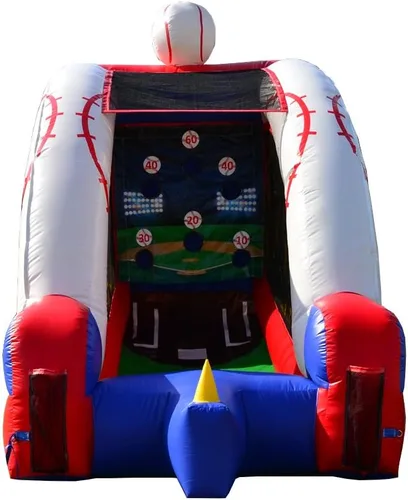 Vista 4 de JumpOrange Juego inflable de béisbol (con soplador y murciélago de espuma), niños y adultos, grado comercial, juego de alquiler, agujeros de tiro