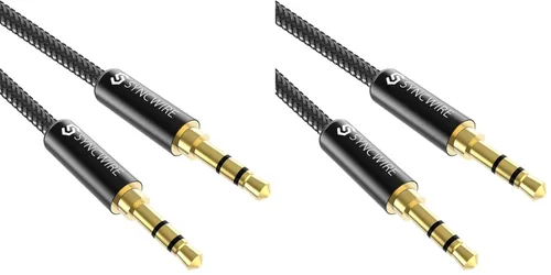 Vista 11 de Syncwire Cable auxiliar de audio auxiliar de 0.138 in macho a macho, cable trenzado de nailon para auriculares (1.6 pies/1.6 ft), cable auxiliar