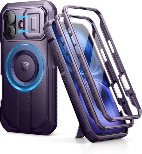 Vista 85 de Dexnor - Funda para iPhone 12 & iPhone 12 Pro con tapa deslizante para cámara, soporte ajustable y protector de pantalla integrado, carcasa