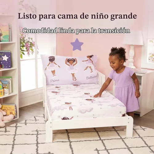 Vista 3 de EVERYDAY KIDS Juego de sábanas de bailarina afroamericana para niños pequeños