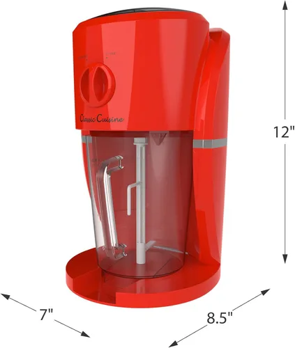 Vista 2 de Classic Cuisine - Máquina mezcladora y trituradora de hielo para margaritas, piña coladas, daiquiris, golosinas de hielo afeitado o granizados (rojo)